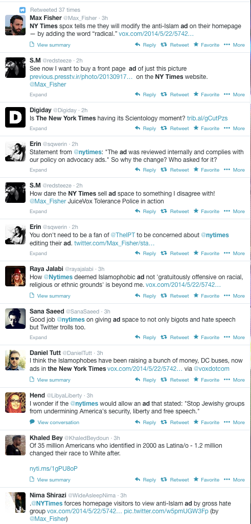 NYTimes.com Twitter Ad Reaction Sample - click to see more