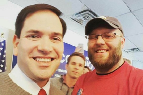 Justin Scott with presidential candidate Marco Rubio.