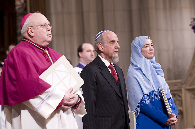 Rabbi Haskel Lookenstein with Catholic Priest and Nun