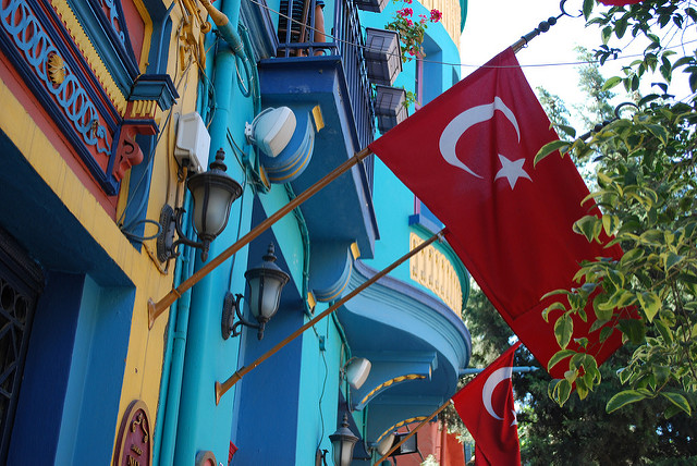 Picture of Street with Turkish Flag