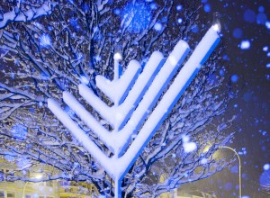 Happy Hanukkah: Snow Covered Chanukah Menorah