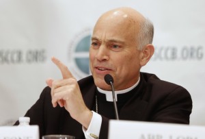 Archbishop Cordileone answers a question during news conference in Baltimore