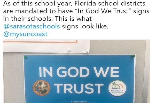 Florida Has Ordered Schools to Display ‘In God We Trust’ Signs