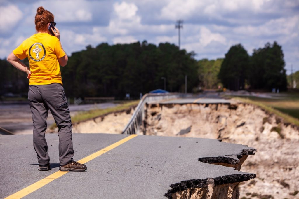 Surveying a Hurricane-Damaged Roadway