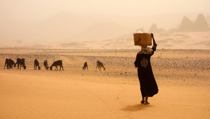 Woman in Sandstorm In Sudan