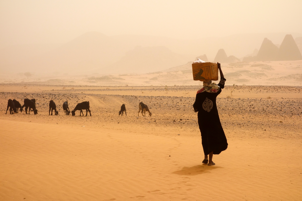 Woman in Sandstorm In Sudan