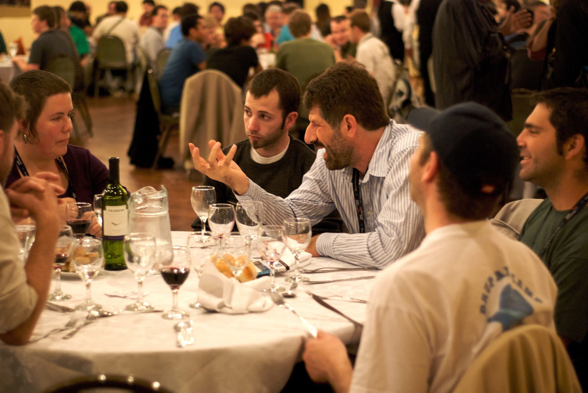 People talking at table