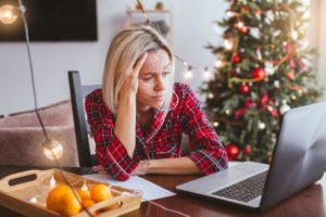 Lady depressed in the holidays