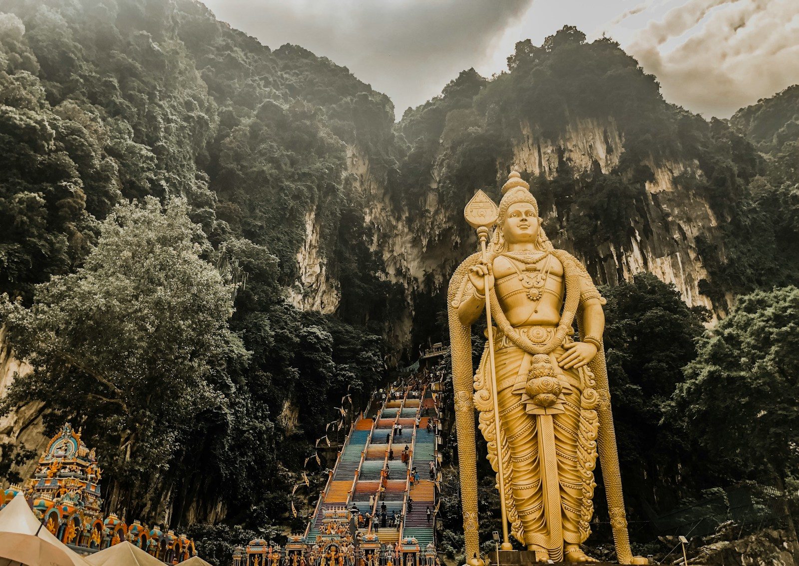statue near mountain